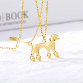 Vintage Dog Necklace Gold Stainless Steel Chain