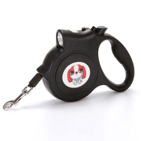 LED Lighted Retractable Nylon Dog Leash - Black