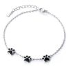 Black Epoxy Dog Paw Silver Bracelet