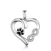 Heart Shaped Dog Paw Necklace Silver