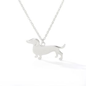 Stainless Steel Necklace Pet Puppy Shape Cute Dog Pendant (Color: Silver)