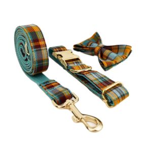 Green Plaid Plain Pet Collar (Option: Dog Collar Dog Leash Bow-XS)