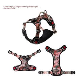 USB Rechargeable Pet LED Luminous Chest Strap (Option: Camouflage-XL)