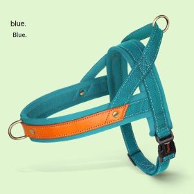 Dog's Straps Dog Breast Collar Hand Holding Rope Vest-style Jarre Aero Bull Dog Leash (Option: Peacock Blue Single Chest Back-L)