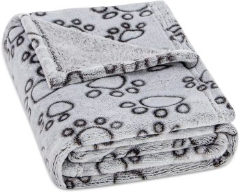 Pet Blanket Flannel Cut Flower Footprints (Option: Gray-L)